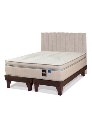 Cama Europea Máximo Cobre King + Respaldo Tubular Beige