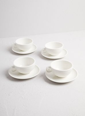 Set de 4 Tazas de Té 250 ml + Platillos Porcelana