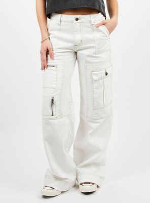 Jeans Cargo Tiro Medio Matilda Blanco