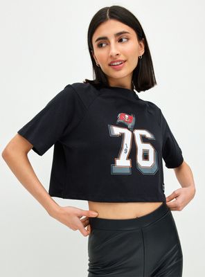 Polera Crop Estampada Manga Corta Cuello Redondo