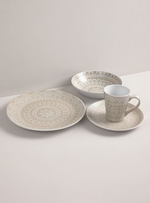 Imagen 2 del producto Set Vajilla 24 Piezas Mandala Beige Cerámica