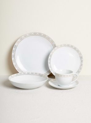 Set Vajilla 30 Piezas Borde Dorado Porcelana