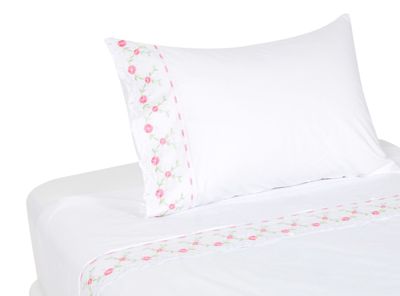 Sábanas 1.5 Plazas 180 Hilos Broderie Rosado