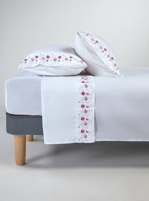 Sábanas 2 Plazas Broderie Rosado