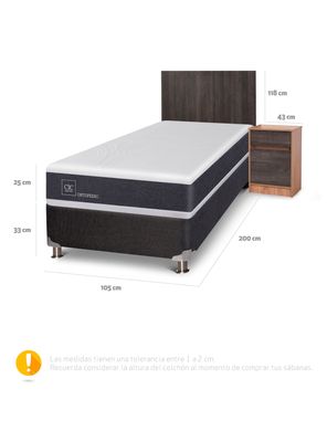 Imagen 2 del producto Box Spring New Ortopedic B5 Black 1.5 Plazas + Set Muebles Espresso