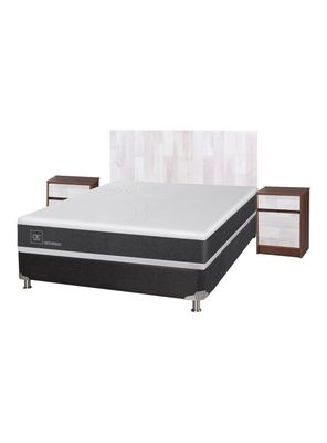 Box Spring New Ortopedic B5 Black 2 Plazas Base Normal + Set Muebles Legno