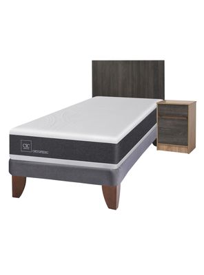 Cama Europea New Ortopedic 1.5 Plazas + Set Muebles Espresso