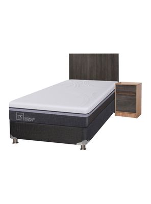 Box Spring Ortopedic Advance B5 Black 1.5 Plazas + Set Muebles Espresso