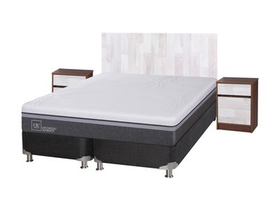 Box Spring Ortopedic Advance B5 Black 2 Plazas Base Dividida + Set Muebles Legno