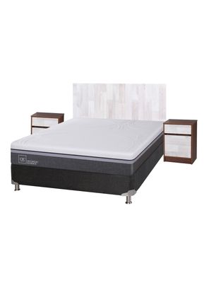 Box Spring Ortopedic Advance B5 Black 2 Plazas Base Normal + Set Muebles Legno