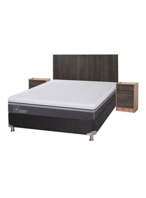 Box Spring Ortopedic Advance B5 Black 2 Plazas Base Normal + Set Muebles Espresso