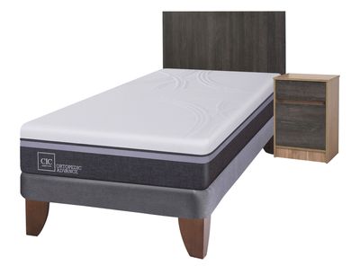 Cama Europea Ortopedic Advance 1.5 Plazas + Set Muebles Espresso