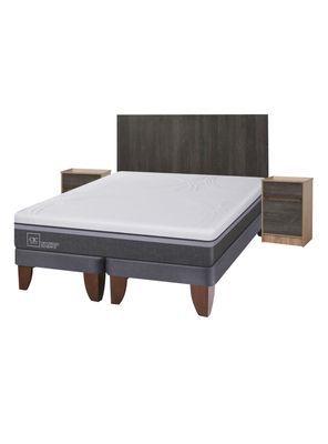 Cama Europea Ortopedic Advance 2 Plazas Base Dividida + Set Muebles Espresso