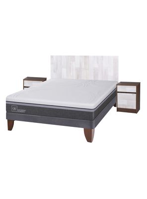 Cama Europea Ortopedic Advance 2 Plazas Base Normal + Set Muebles Legno