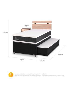 Imagen 2 del producto Diván Ortopedic Black 1.5 Plazas + Set Muebles Olmo