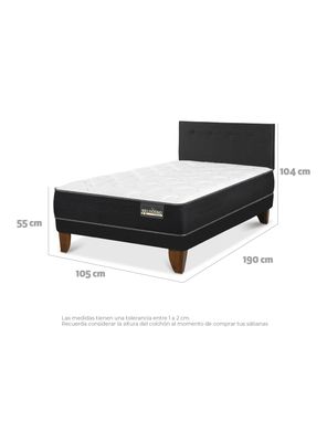 Imagen 2 del producto Cama Europea Belsogno 1.5 Plazas + Respaldo Black