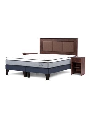 Cama Europea Indie 2 Plazas Base Dividida + Set Rachel