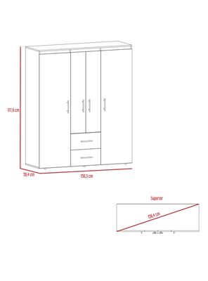 Imagen 2 del producto Clóset Bariloche Eco Wengue 4 Puertas 2 Cajones