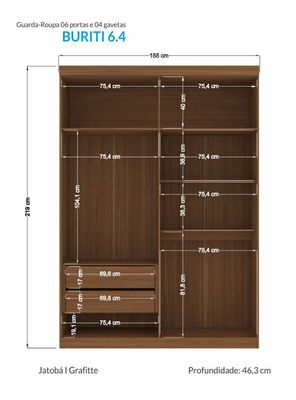 Imagen 2 del producto Clóset Buriti 4 Puertas 2 Cajones