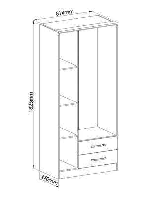 Imagen 2 del producto Clóset Pequim Dark 3 Puertas 2 Cajones