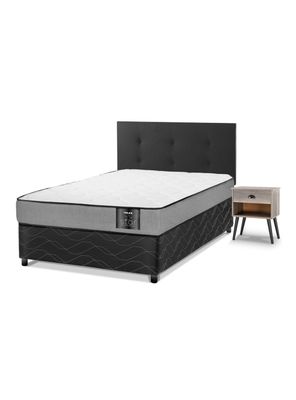 Cama Americana Star 1.5 Plazas x 190 cm + Respaldo Royal + Velador Rock