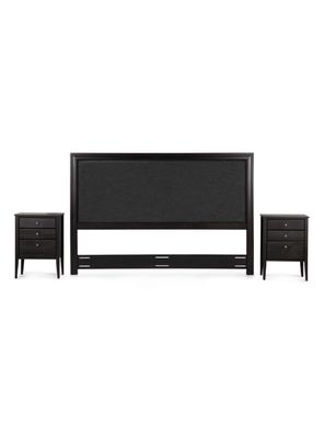 Set Muebles Dormitorio: Respaldo Nolita 2 Plazas + Veladores Issey Grafito