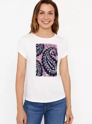 Polera Estampada Algodón Silueta Básica