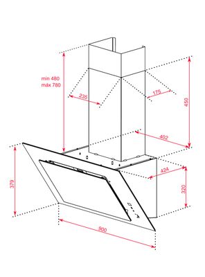 Imagen 2 del producto Campana Decorativa Pared 90 cm DVT Pro 98660 Blanco