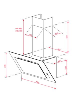 Imagen 2 del producto Campana Decorativa Pared 70 cm DVT Pro 78660 Blanco