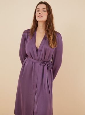 Bata Larga Satín Kimono Sedoso