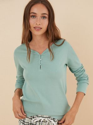 Polera Manga Larga Tres Botones Algodón