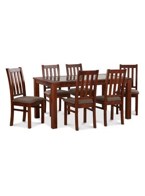 Imagen 1 del producto Juego Comedor Ñuble Vidrio Caramelo + 6 Sillas Chocolate