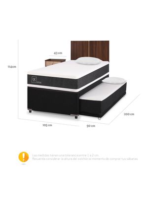 Imagen 2 del producto Diván Ortopedic Black 1.5 Plazas + Set Mubeles + Almohadas