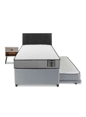 Imagen 2 del producto Diván Star 1 Plaza + Respaldo Royal Negro + Velador Rock