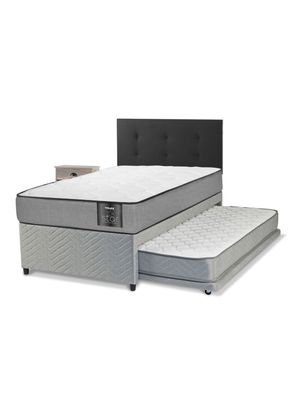 Diván Star 1 Plaza + Respaldo Royal Negro + Velador Rock