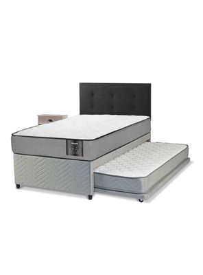 Diván Star 1.5 Plazas + Respaldo Royal Negro + Velador Rock