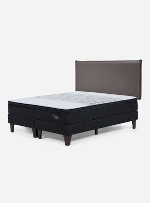 Cama Europea Tempo 2 Plazas Base Dividida + Respaldo Maurice Chocolate