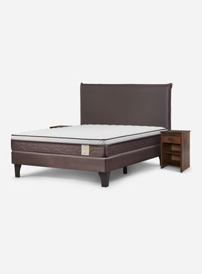 Cama Europea New style 4 2 Plazas + Respaldo + Veladores Maurice