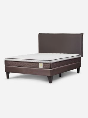 Cama Europea New style 4 2 Plazas + Respaldo Maurice Chocolate