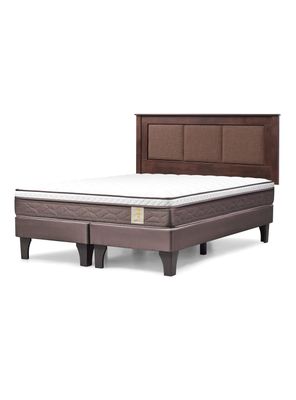 Cama Europea New style 4 2 Plazas Base Dividida + Respaldo Rachel