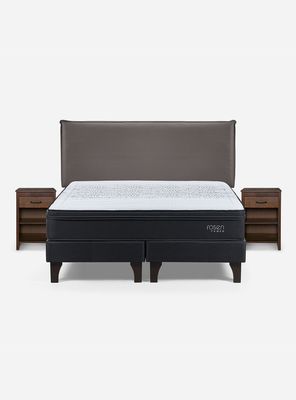 Imagen 2 del producto Cama Europea Tempo 2 Plazas Base Dividida + Respaldo + Veladores Maurice Chocolate