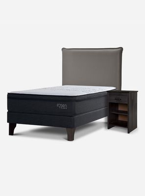 Cama Europea Tempo 1.5 Plazas + Respaldo + Velador Maurice Issey