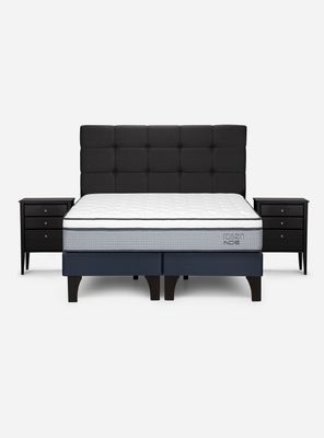 Imagen 2 del producto Cama Europea Indie 2 Plazas Base Dividida + Respaldo + Veladores Issey