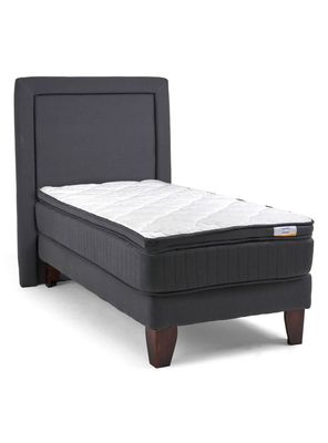 Cama Europea Hybrida Base Normal 1 Plaza Plus + Respaldo