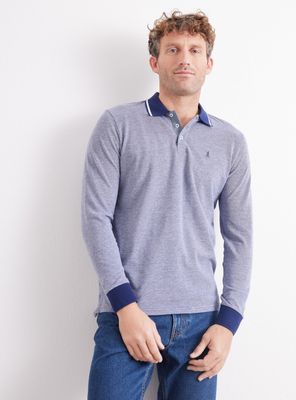 Polera Manga Larga Piqué Detalle Cuello