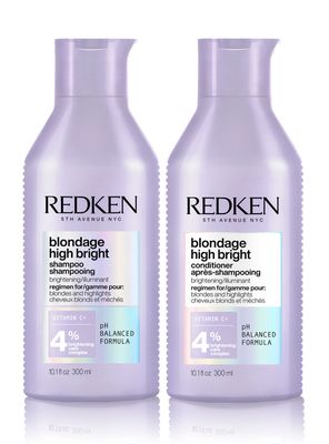 Set Iluminador Cabello Rubio Blondage High Bright Shampoo con Vitamina C 300ml + Acondicionador 300ml Redken