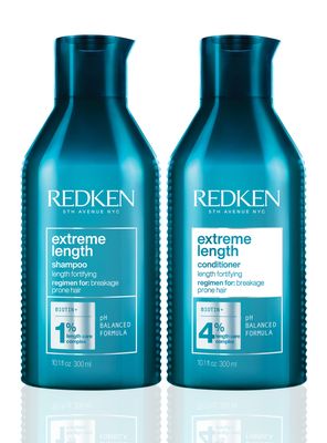 Set Fortalecedor de Largos Cabello Quebradizo Extreme Length Shampoo 300ml + Acondicionador 300ml Redken