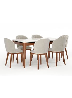 Juego Comedor Addar + 6 Sillas Albany