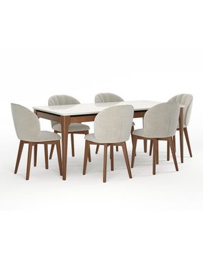 Juego de Comedor Addar 1.8 + 6 Sillas Albany Soft Palha