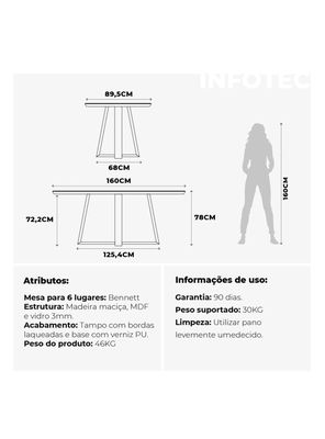 Imagen 2 del producto Juego Comedor Bennet + 6 Sillas Saga
